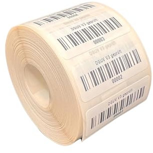 Prüfetiketten DGUV Prüfplaketten 40x15mm Code 128B 1000Etiketten/Rolle 4 bis 8 Stellig (5-Stellig, Startnummer 00001-01000)