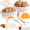 MATINÉE - Kit Boulanger 10 Pièces - Bannetons en Rotin Naturel Rond et Ovale - Panier de Fermentation pour Pain Maison - Coupe Pâte, Lame, Sac à Pain