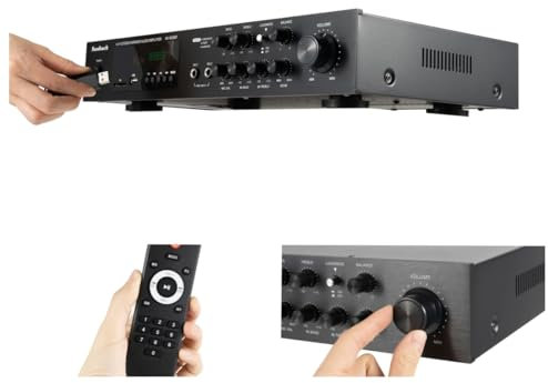 DAOHHFO HiFi Verstärker 5 Kanal Digital FM USB Stereo Amplifier Bluetooth Vollverstärker Stereo-Verstärker & Lautsprecher Heimkino-Stereo-Receiver Höhen mit Fernbedienung