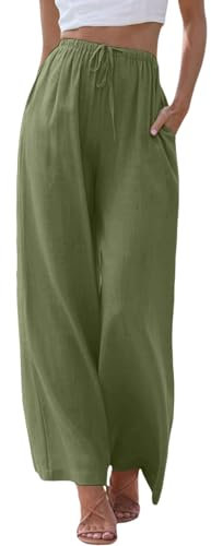 TYUIOP Leinenhose Damen high Waist Sommer Frauen Hosen Kurze Hose Baumwolle Stoff Stretch büro Yoga lang leinen