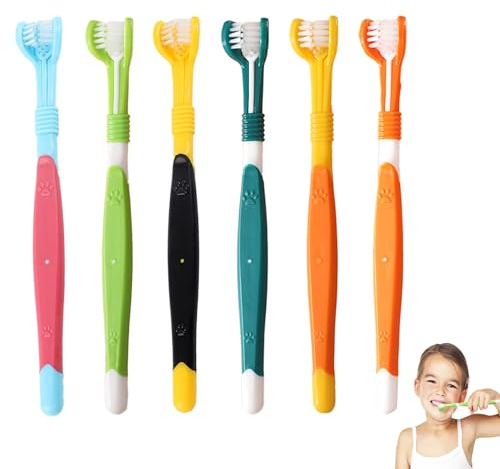 6 Stück, geeignet für 3-seitige Zahnbürsten für Kinder und Erwachsene, Autismus-Zahnbürste, Kinderzahnbürsten 6–12, weiche Zahnbürste für Erwachsene, ergonomischer Griff, effiziente Mundpflege mit 3