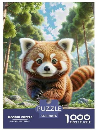 1000 Stück Roter Panda Puzzle Perfekt Für Spieleabende Heimdekoration Herausforderndes Hübsches Tier Puzzle Für Damen, Herren, Kinder Ab 14 Jahren 38x26cm/1000pcs