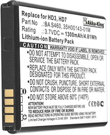 Akku-King Akku kompatibel mit HTC BD29100, BA-S460, S540 - Li-Ion 1300mAh - für HD7, Grove, Wildfire S, A310e, T9292
