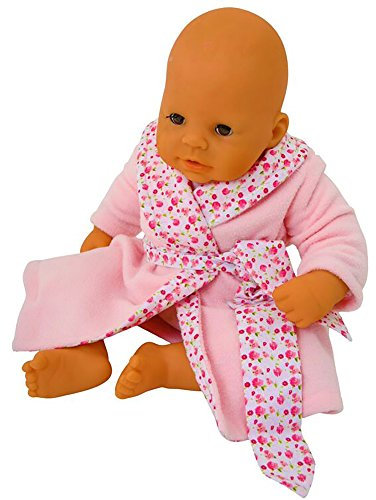 FRILLY LILY PINK FLEECE WRAP DRESSING GOWN FOR MED DOLLS AND BEARS 18-20 INCH [ 35-45CM ] DOLL NOT INCLUDED.TO FIT DOLLS SUCH AS 46 CM BABY ANNABELL AND BUILD A BEAR