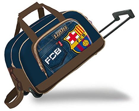Exclusive FC Barcelona Trolley Koffer Reisetasche Messi Handgepäck 50cm LEDER LOOK