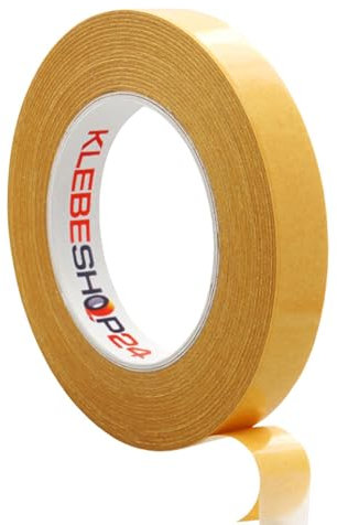 KLEBEBAND DOPPELSEITIG | Handreißbar | Breite wählbar | 50 m | Stark & permanent klebend | Universalklebeband | Doppelklebeband für Papier, Metall, Kunststoff, Pappe, Holz etc. / 4 mm x 50 m