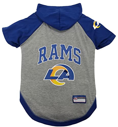 NFL LOS Angeles RAMS Hoodie FÜR Hunde & Katzen | NFL Football Lizenziertes Hunde-Kapuzenshirt | Sport-Kapuzenshirt für Haustiere | Lizenziertes sportliches Hunde-Shirt