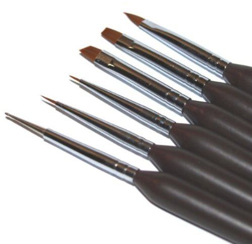 N&BF Profi Gel Pinsel 6er Set | Nagel Studio Pinsel Rotmarder Haar | Nailart Pinsel für Nageldesign | Kolinsky Brush Acryl & Gel Modellagen | Premium Echthaar-Pinsel