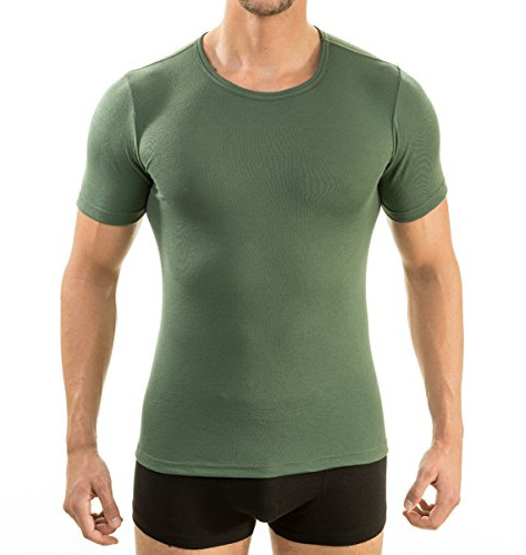 HERMKO 3840 Herren Business Shirt aus 100% Bio-Baumwolle, Kurzarm Hemd, 1/2-Arm Unterhemd in vielen Farben, Größe:D 12 = EU 6XL, Farbe:Olive