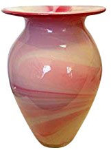 Oberstdorfer Glashütte Vase große rosa weiß Glas Bodenvase bunt ovale Blumenvase Mehrfarbig Tischdekoration Höhe ca. 26 cm
