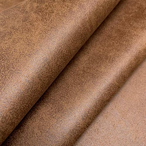 Nevada Antique Distressed Faux Leather Upholstery Fabric, Aged, 100% Polyester, 145cm Wide (Tan)