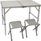 AMANKA Alu Campingtisch Set mit 2 Stühlen - 90x60cm Klapptisch - 2-Fach höhenverstellbarer Falttisch Grau
