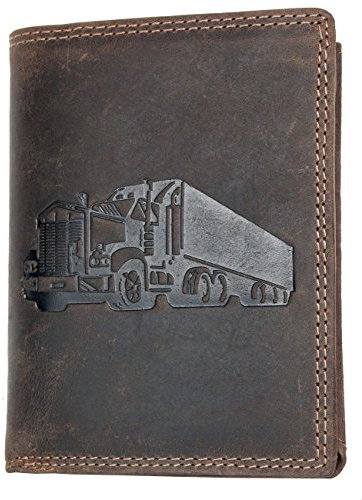 FLW Portefeuille Naturel en Cuir véritable avec Un Camion