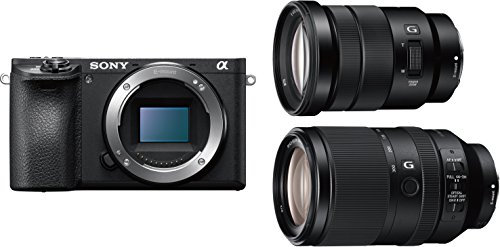 Sony Alpha 6500 APS-C E-Mount System Camera (24.2 Megapixels, 7.5 cm (3 Inch) Touch Display, 5-Axis Image Stabilization, XGA OLED Viewfinder, 4K) with SEL-P18105G and SEL-70300G Lens Black