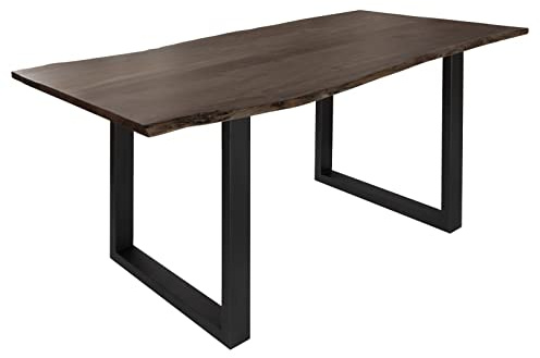 MASSIVMOEBEL24.DE Esstisch Akazie grau lackiert Freeform | 140x90x76 cm (BxTxH) 46 kg Modern zerlegt vollmassiv