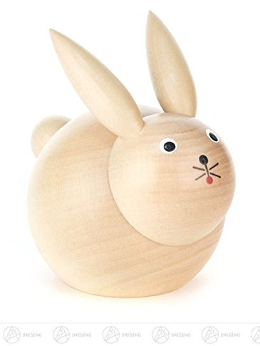 Osterdekoration Hase mittelgroß, natur - Osterhasenfigur - Osterdeko – Osterhase – Osterfigur – Ostern & Frühjahr - Holzfigur – Handarbeit aus dem Erzgebirge – Höhe ca. 8,5 cm - NEU