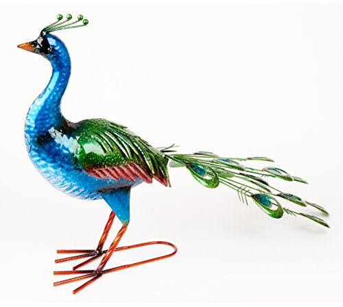Vibrant Peacock garden metal ornament