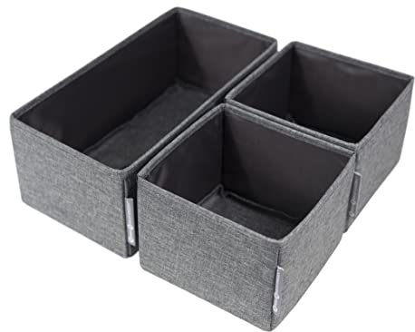 BIGSO BOX OF SWEDEN 3er-Set Aufbewahrungsboxen – Schubladen Organizer mit Zwei kleinen Boxen und Einer großen Box – ideal zur Kleideraufbewahrung in der Kommode – grau