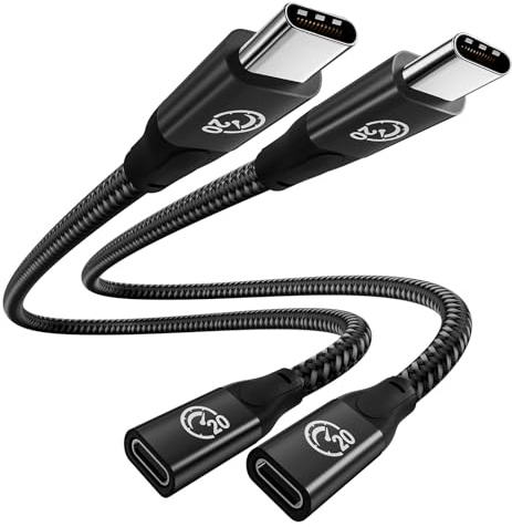 USB C Extension Cable 100W 0.3M 2Pack, Short Type-C Male to Female Cable | 20Gbps 4K Video USB-C 3.2 Gen2 Extender, PD Fast Charge for MacBook, iPad Pro/Air, iPhone 17 16 15, Galaxy S26 S25 S24