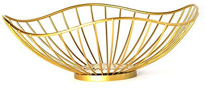 HARLIANGXY Corbeille à fruits en métal – Bol à fruits – Coupe à fruits dorée style vintage – Garde les fruits et légumes frais