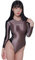 LEOHEX Surfen Langärmeliger Sexy Glänzender Glatt Einteilige Bademode Damen Badeanzüge (Braun, XXL)