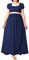 BLESSUME Robe de Régence pour Femmes Manches Bouffantes à Volants Ceinture Robe de Bal à Taille Empire (S, Bleu)