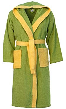 Morbidissimi Accappatoio Junior Spugna Bicolor Con Cappuccio, Cinturino e 2 Tasche, Accappatoi Ragazzi, Bambino, Bambina in Spugna Morbida 400 gr/mq 100% Y781 (Accappatoio Verde-Giallo, 10-12 anni)