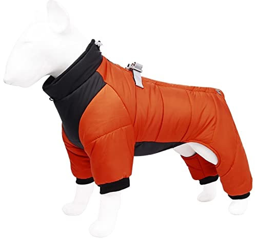 DHGTEP Warm Fleece Dog Coat with Legs and Harness Winter Thick Dog Jacket Waterproof Pet Clothing for Small Medium Large Dogs (Color : Orange, Size : M)