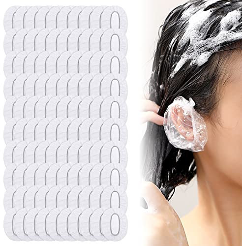 100 Pcs Ear Caps Waterproof Disposable Clear Ear Protectors Plastic Ear Covers Cap Earmuffs for Showering, Bathing, Dye Hair,Hotel Spa Hair Salon