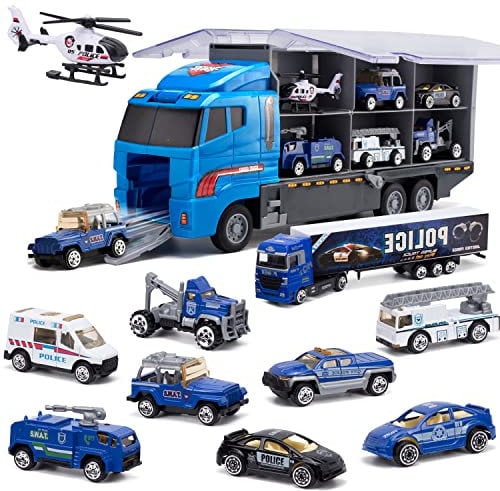 SWUNXION 10 en 1 Jouet Voiture, Mini Véhicule Metal,Voiture de Police pour Enfant, Voiture Miniature comme Un Cadeau d'anniversaire Idéal pour Les Enfants