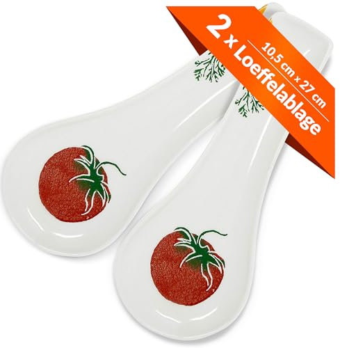 Lashuma Löffelablagen 2er Set, Besteckablagen bunt Gemüse, Kochlöffelhalter 27x10 cm