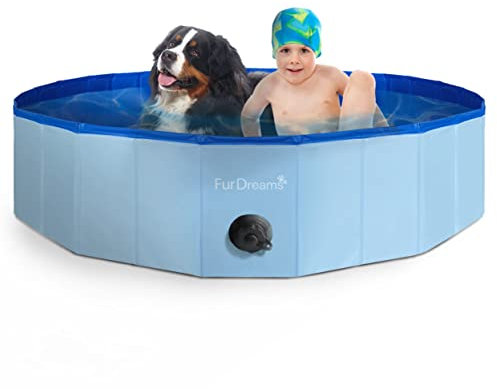 Furdreams Piscina plegable para mascotas, bañera de plástico duro para perros, portátil multifuncional al aire libre de PVC antideslizante para niños, disfruta del brillo del verano en tu jardín, para