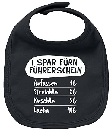 Bavariashop Baby Lätzchen I spar fürn Führerschein... - schwarz, Kinderlätzchen mit Spruch