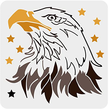FINGERINSPIRE Adler-Schablone zum Malen 30 x 30 cm Wiederverwendbare Weißkopfseeadler-Schablone zum Selbermachen Adlerkopf-Schablone Adler-Schablone zum Malen auf Wand, Leinwand, Möbeln und Papier