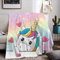 FEELJAM Coperta unicorno rosa - morbida flanella - coperta in pile per ragazze - coperta in flanella in pile - coperta per bambini - coperta in microfibra divano (Multicolor, 130 * 150)