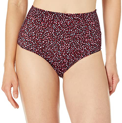 Amazon Essentials Bas de bain taille haute (grande taille disponible) Femme, Rouge Brique Léopard, 44