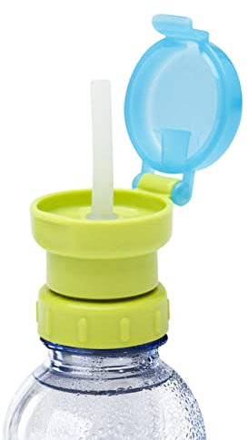 A/R Copertura per bottiglia per bambini con cannuccia, copertura per bottiglie d'acqua per bambini, a prova di fuoriuscite, portatile, con cannuccia