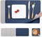 Myir JUN Set de Table, Set de Table en Cuir et Dessous de Verre Antidérapant Set de Table Double Face Set de Table Lavable ImperméAbles Set de Table Plastique (Bleu Gris, Lot de 6)