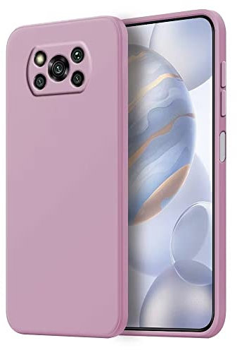 HONLEN Hülle für Poco X3 Pro/Poco X3 NFC Schutzhülle Case, (6.67 Inches) Liquid TPU Silicone Handyhülle mit Fallschutz Silikon Cover Gras lila