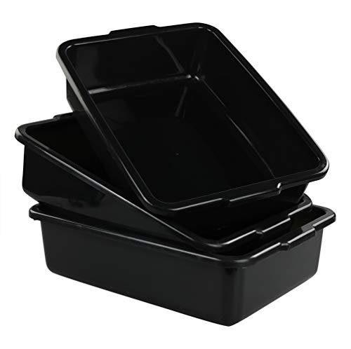 Qskely Set of 3 Commercial Bus Box, 13 L Black Plastic Washing up Bowls, F