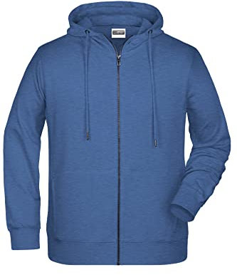James & Nicholson Herren Hoody Sweatjacke - Sportliche Sweatjacke aus Bio-Baumwolle | Farbe: light-denim-melange | Grösse: M