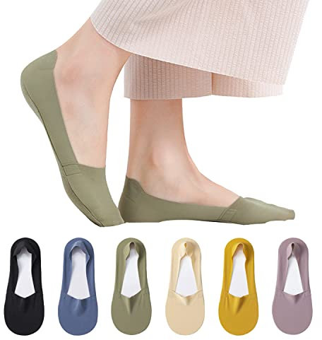 MOCOCITO Calzini Invisibili da Donna,Calzini per Mocassini Invisibili Anti-Scivolamento e Anti-Buco, Design Casual, Fantasmino, Cotone, Taglia
