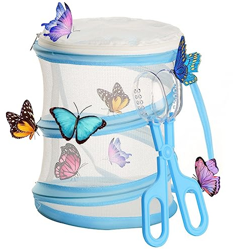 TAIZER Insekt Käfig Butterfly Habitat Käfig Schmetterlingslebensraum Schmetterling Lebensraum Schmetterlings Schmetterlingskäfig Insektenzuchtnetzkäfig (blau)
