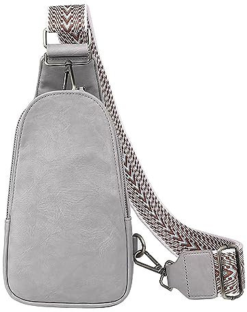 Sling Bag Klein Brusttasche, Damen PU Leder Crossbody Umhängetasche Crossbag Umhängen Schultertasche mit Verstellbarer Schultergurt für Reisen, Einkaufen, Wandern