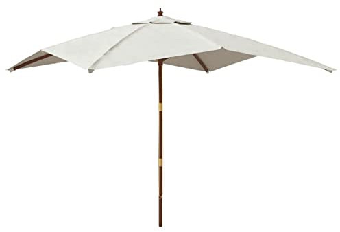 Camerina Sonnenschirm mit Holzmast Sandfarben 300x300x273 cm Garten-Schirme Balkon Gadgets