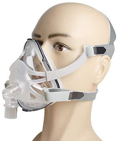 funchic Vollgesichtsmaske für Schnarchen C-P-R-Maske für Schlaf-Apnoe-Schnarchen Mit verstellbaren Kopfbedeckungsclips (S)