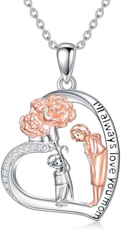 POPLYKE Mom Halskette von Sohn Sterling Silber Nelke Halskette Muttertag Schmuck Geschenk für Frauen Mutter (Sohn)