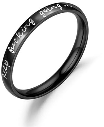 MAGIIE Schmuck Herren Ringe Stahltitan Damen,Keep Fucking Going Ringe Schwarz,Damen Herren Pärchen Partnerringe Größe 52 bis 70 (Schwarz, 57)