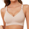 Lonya Donna Reggiseno Senza Ferretto Reggiseni Senza Cuciture Push Up Comodo Reggiseno Imbottito Cinghie Regolabili Beige,S