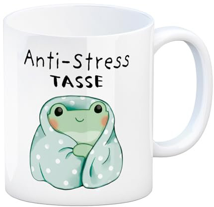 Frosch in blauer Decke mit Spruch Anti-Stress Tasse Kawaii Süß Plüsch Frosch Relax Entspannung Anti-Stress Kaffee